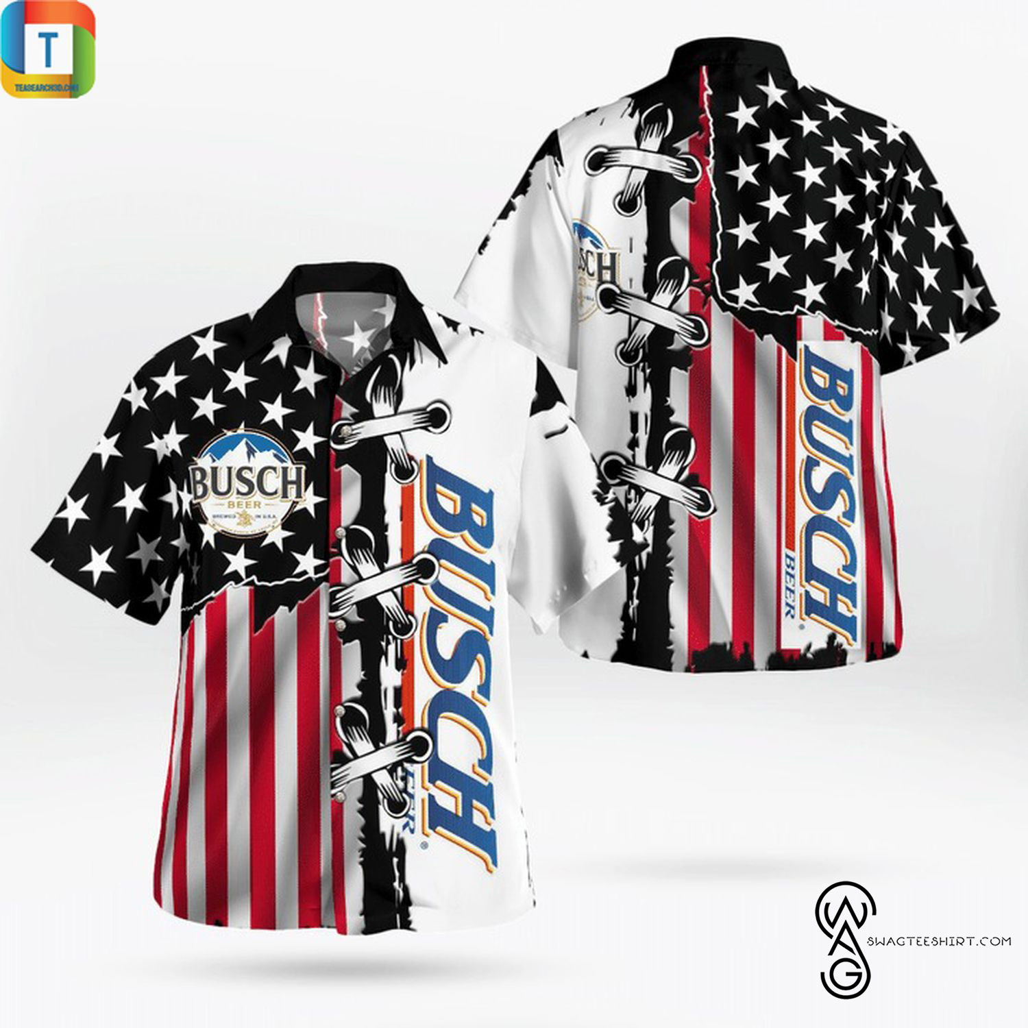 [Top Trending] Busch Beer American Flag Busch Latte Drinking Beer Lover Beach Summer Full Printing Hawaiian Shirt